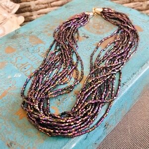 🦩 Winter Sale 🦩 Vintage Metallic Purple Beaded  Necklace – Resort Ready